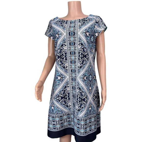 Tiana B Womens SZ 16-Multicolored Sheath Knee Length Dress-Cap Sleeve-Stretch - Picture 16 of 16